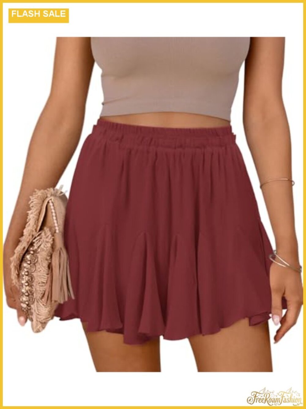 Womens Flowy Ruffle Mini Skort High Waisted Pleated Tennis Golf Summer